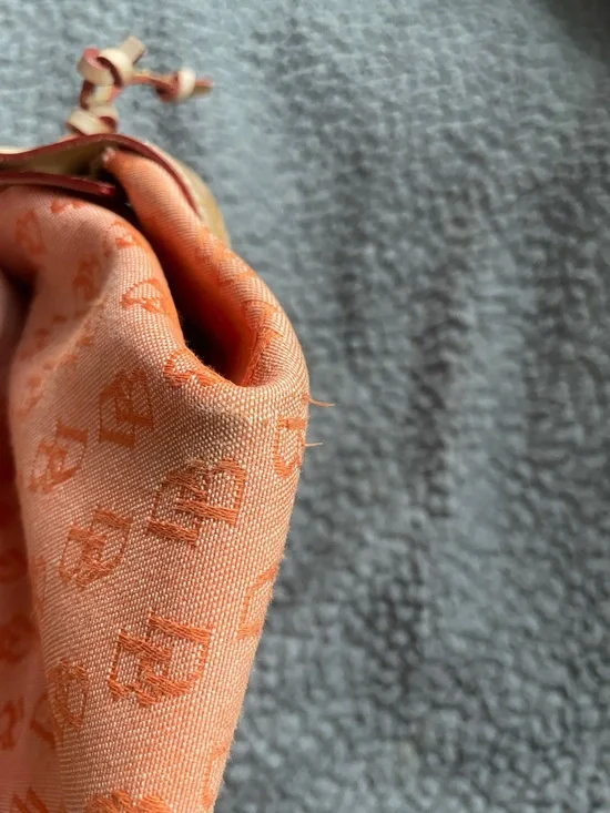 Dooney & Bourke Coral Orange Logo Tote with Tassel Drawstring - Picture 6 of 16